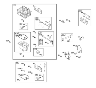 Carburetor And Fuel Supply Group Diagram and Parts List for 386777-0153-B5 200000 - 399999 Briggs and Stratton Engine